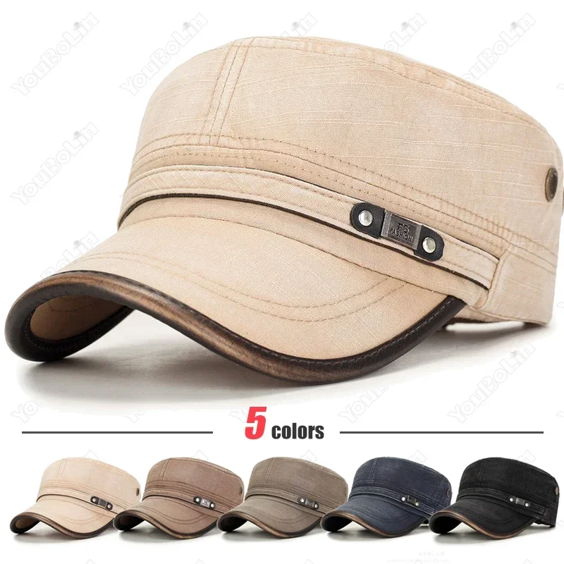 Dad Hat Cotton - Cappellino piatto con finiture in pelle,