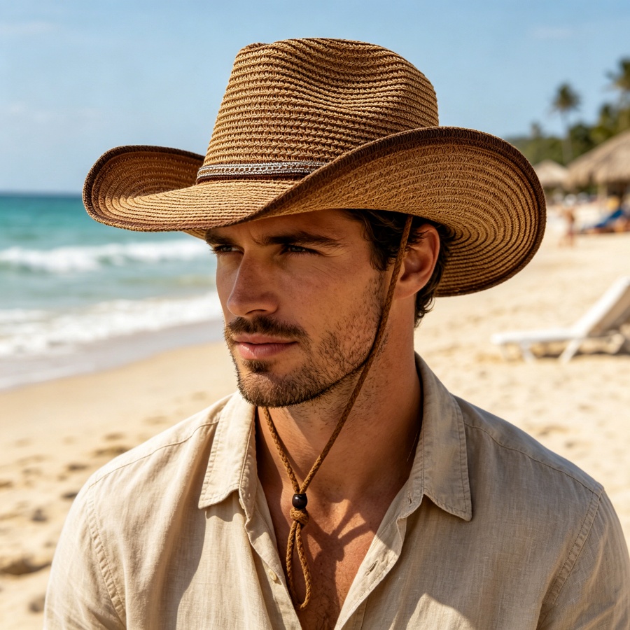 Cowboy Hat Straw - Cappello di paglia sfumato stile cowboy